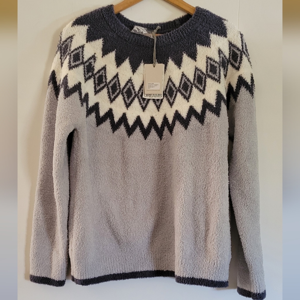 Barefoot Dreams CozyChic Nordic Pullover Sweater Ocean Multi Super Soft Cozy NWT - Picture 2 of 12